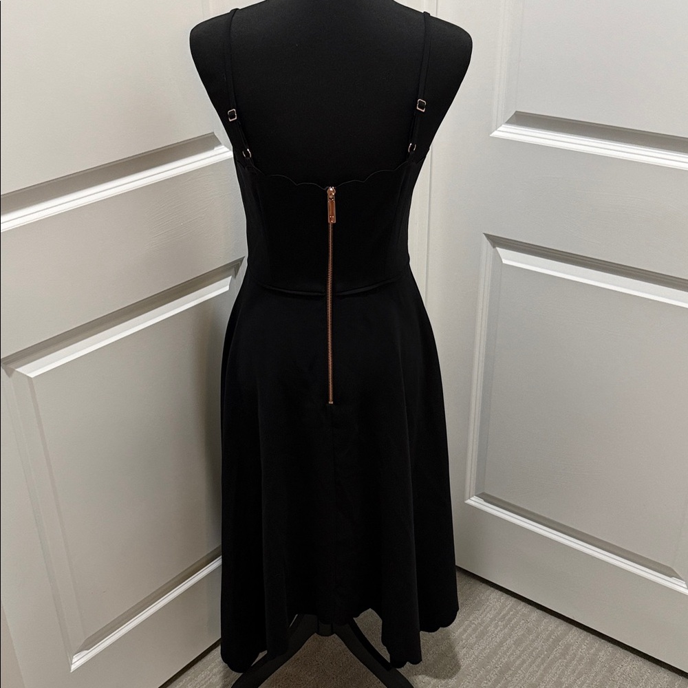 Ted Baker Black Scallop-Edge Midi Dress - Picture 4 of 7